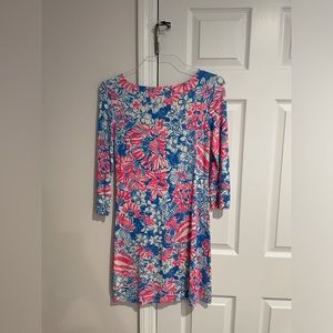 Lilly Pulitzer long sleeve shift dress in Bay Blue